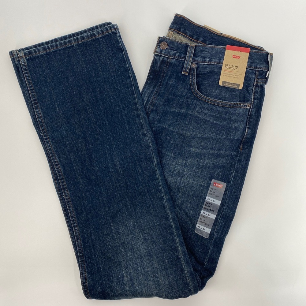 NEW Levi's 527 Slim Bootcut Jeans Mens 36x36 Fits 37x35 Blue Western Cowboy